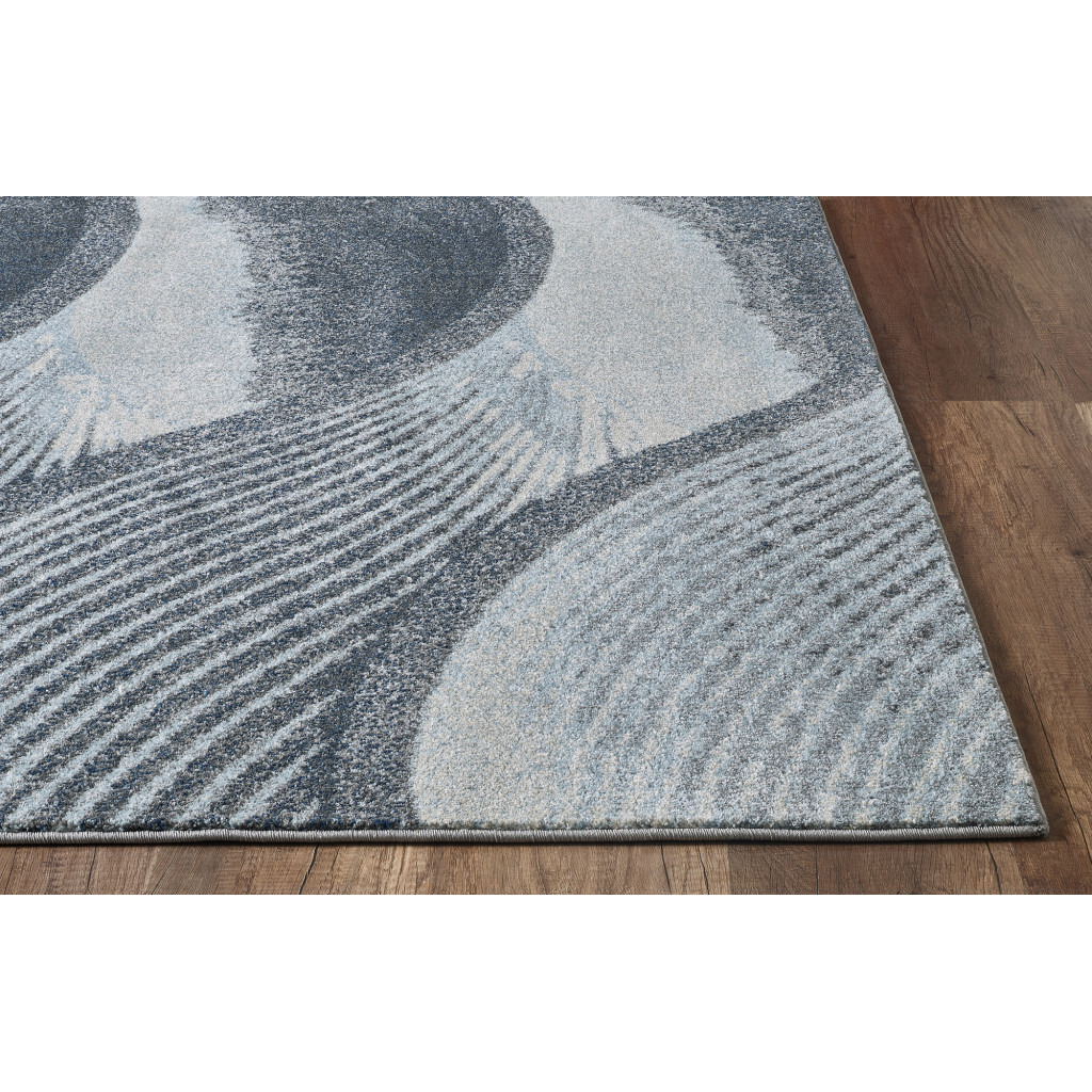 7 x 10 Gray Blue Abstract Waves Modern Area Rug