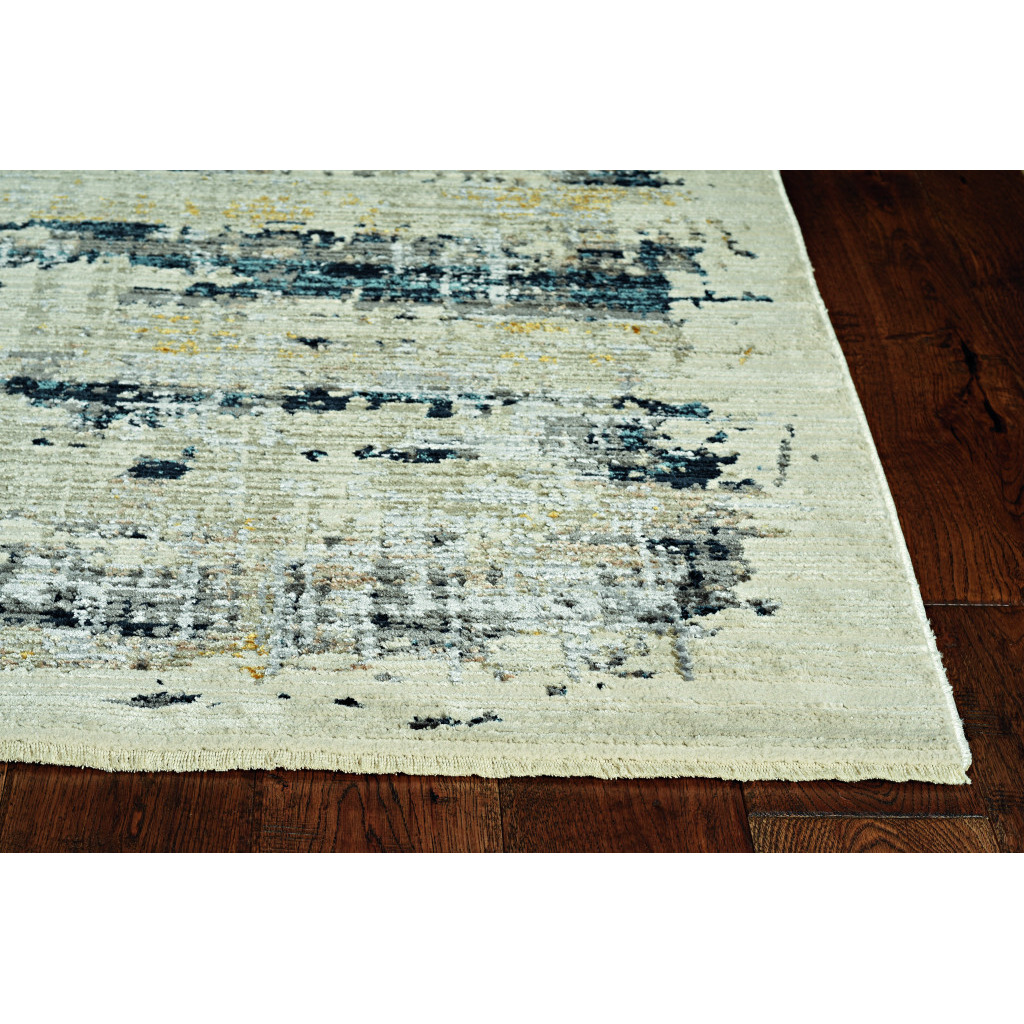 4 x 6 Blue White Distressed Traditional Area Rug