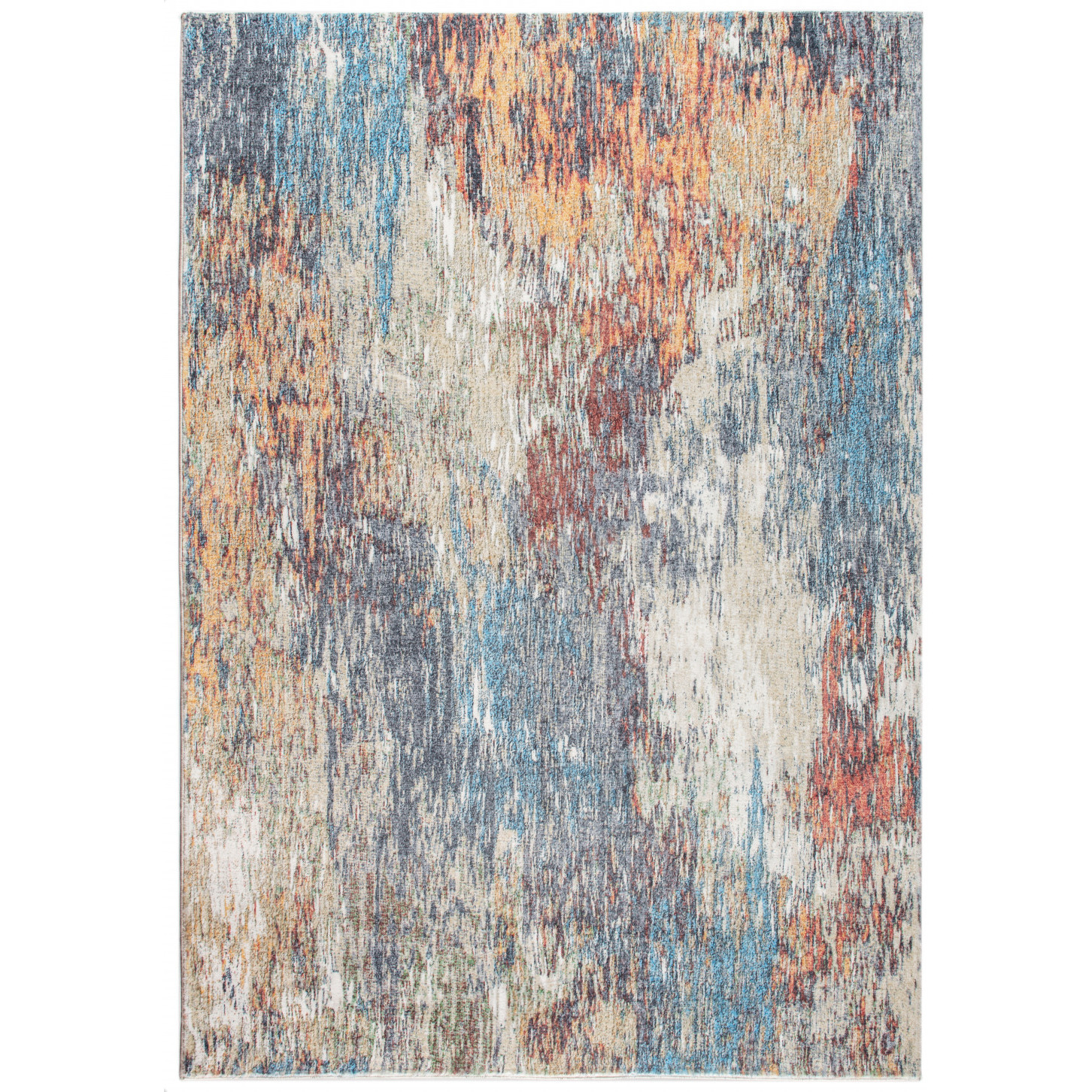 8 x 10 Blue Red Abstract Painting Modern Area Rug