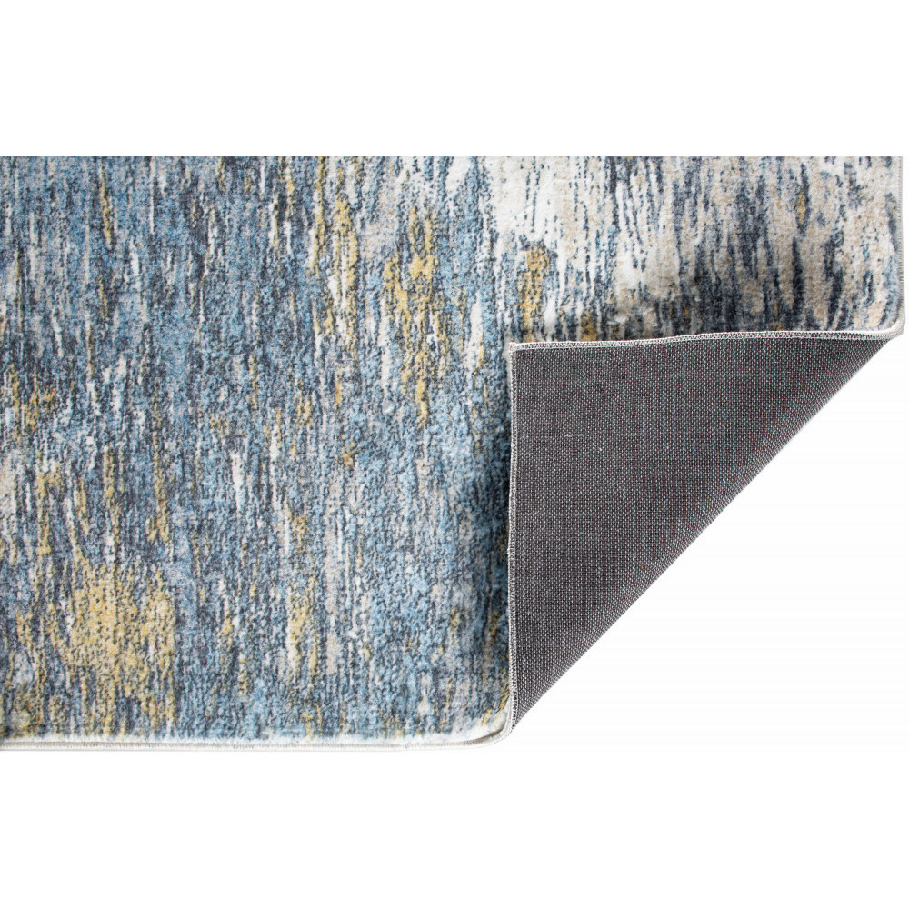 6 x 9 Blue Gold Abstract Painting Modern Area Rug