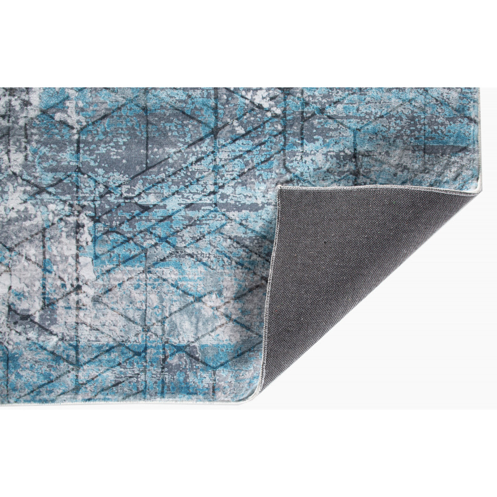 5 x 8 Blue Gray Abstract Cuboid Modern Area Rug