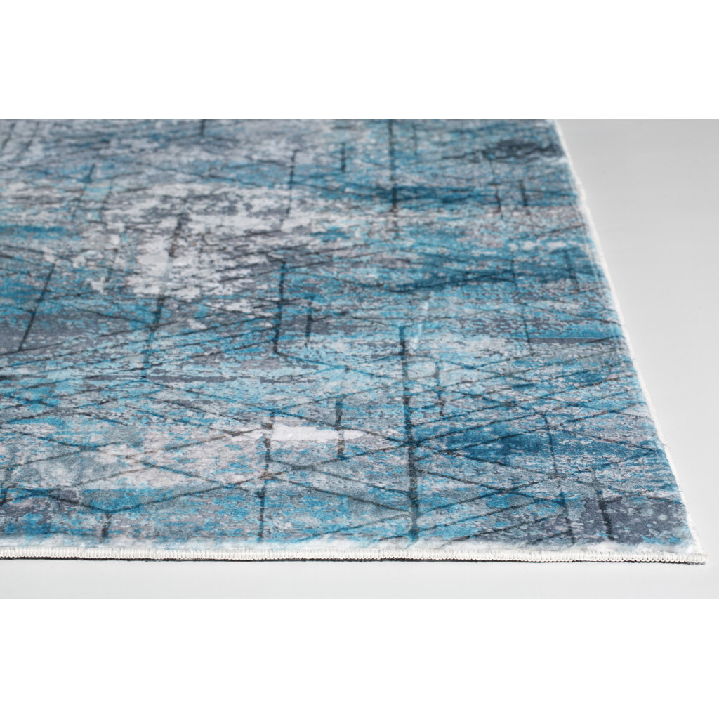 5 x 8 Blue Gray Abstract Cuboid Modern Area Rug