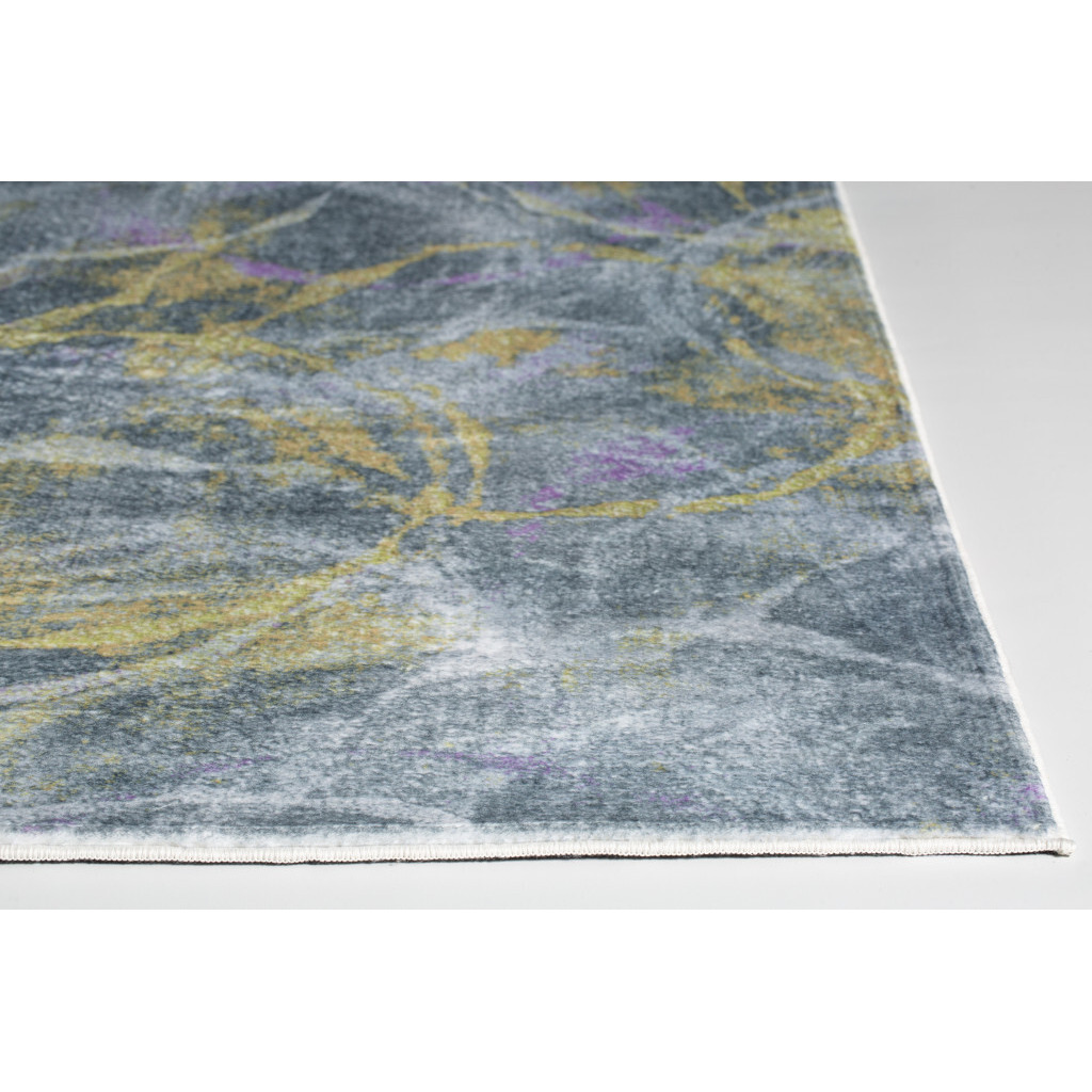 5 x 8 Gray Gold Abstract Rings Area Rug