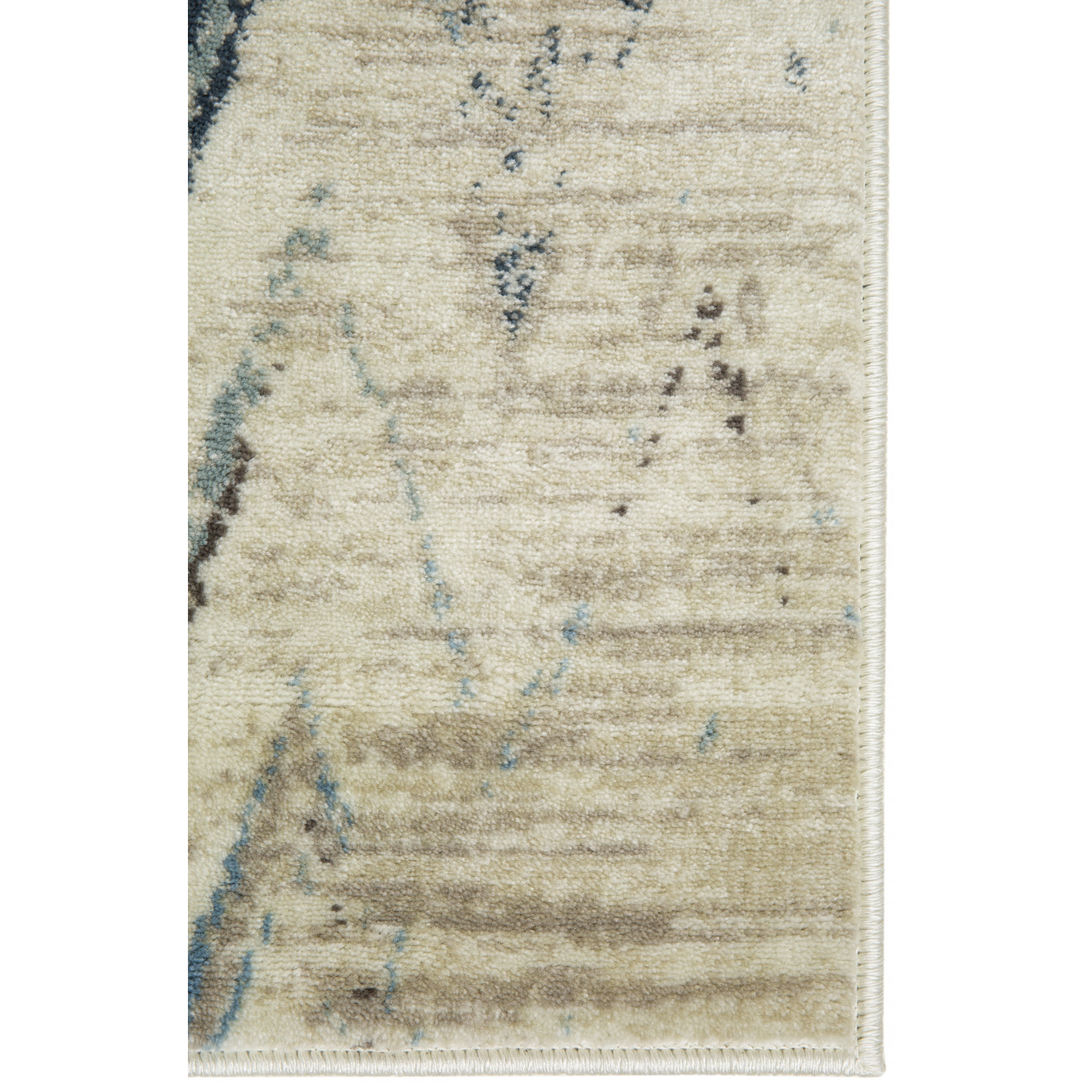 5 x 8 Beige Blue Distressed Chevron Area Rug