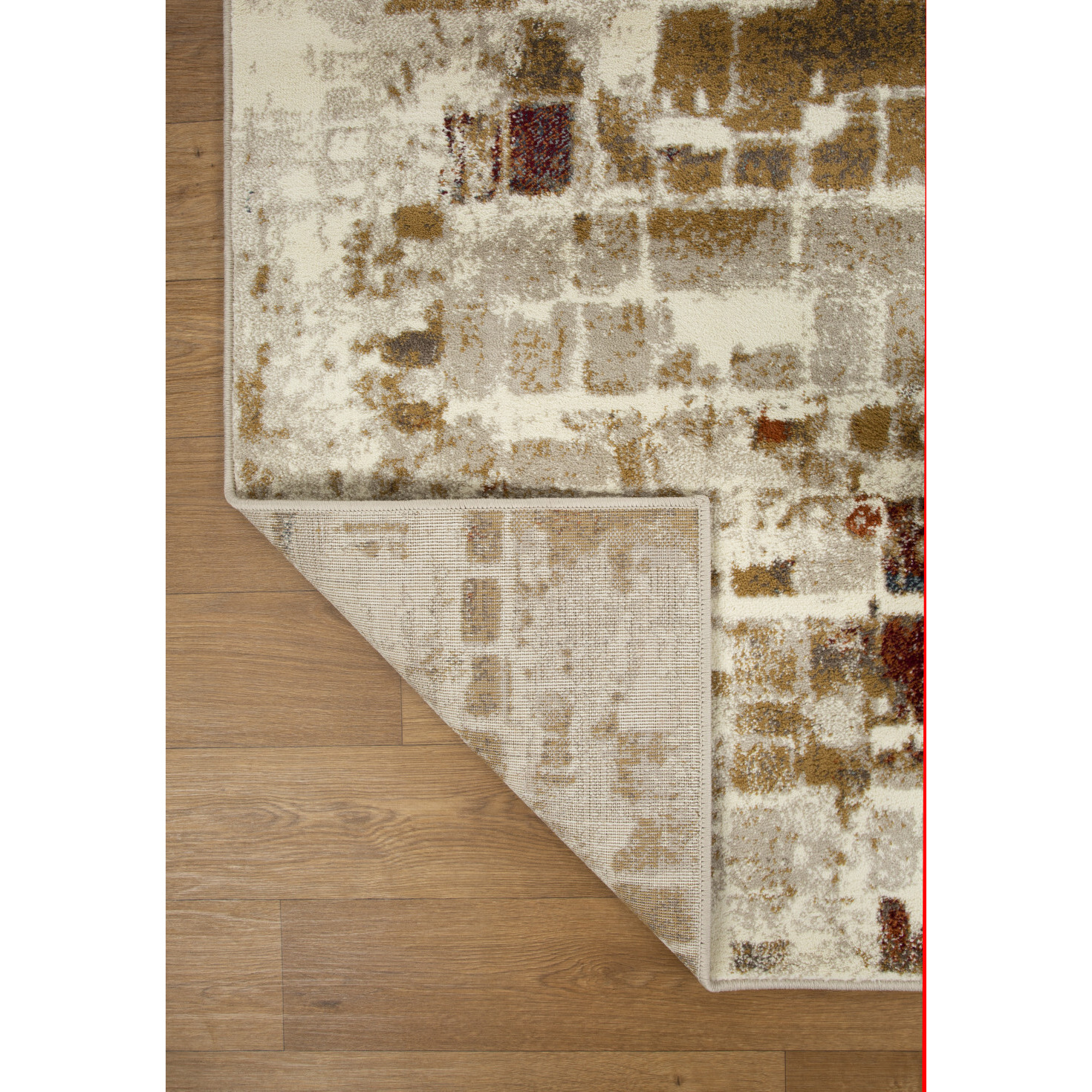 5 x 8 Brown Beige Abstract Tiles Distressed Area Rug
