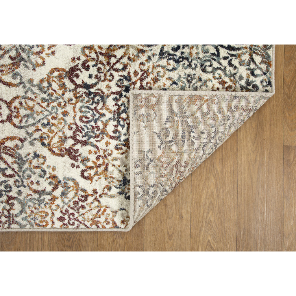 5 x 8 Ivory Brown Decorative Diamond Area Rug