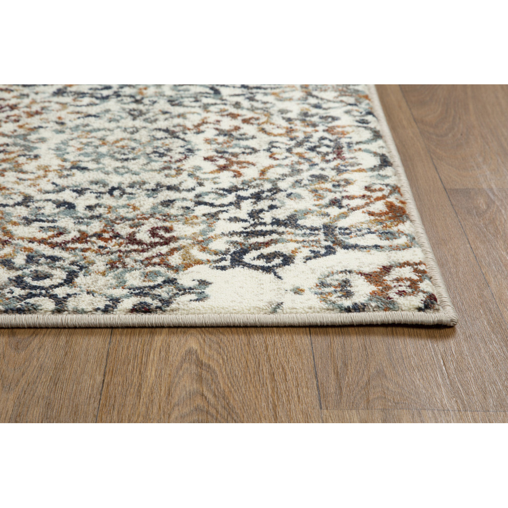 5 x 8 Ivory Brown Decorative Diamond Area Rug