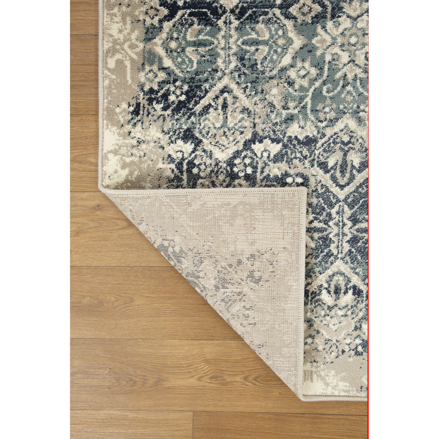 2 x 8 Beige Blue Distressed Diamonds Runner Rug