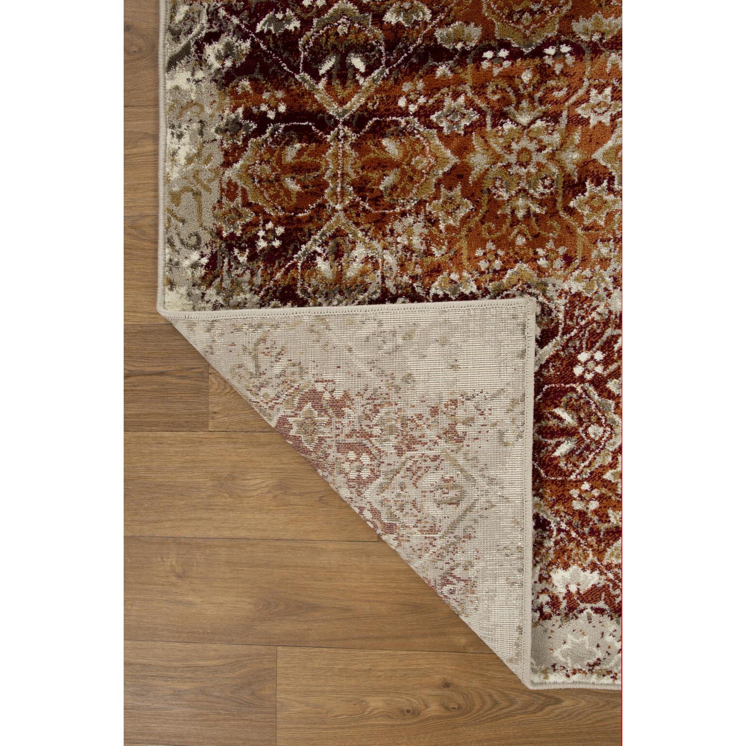 5 x 8 Rust Ivory Distressed Diamonds Area Rug