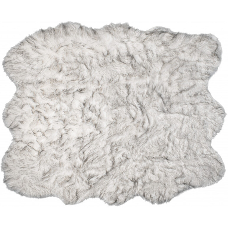 5' X 6' Grey Ombre Faux Sheepskin Non Skid Area Rug