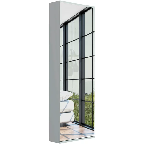 Stylish White  Wall Mounted Shoe Rack with Mirror