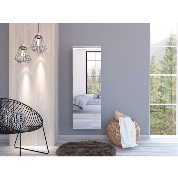 Stylish White  Wall Mounted Shoe Rack with Mirror
