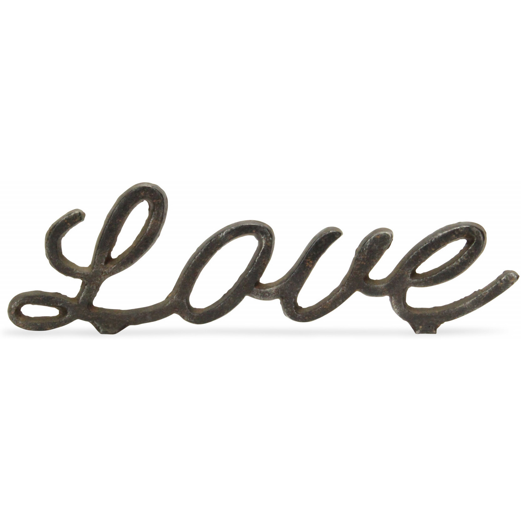 3" Black Cast Iron Love Hand Painted Sculpture