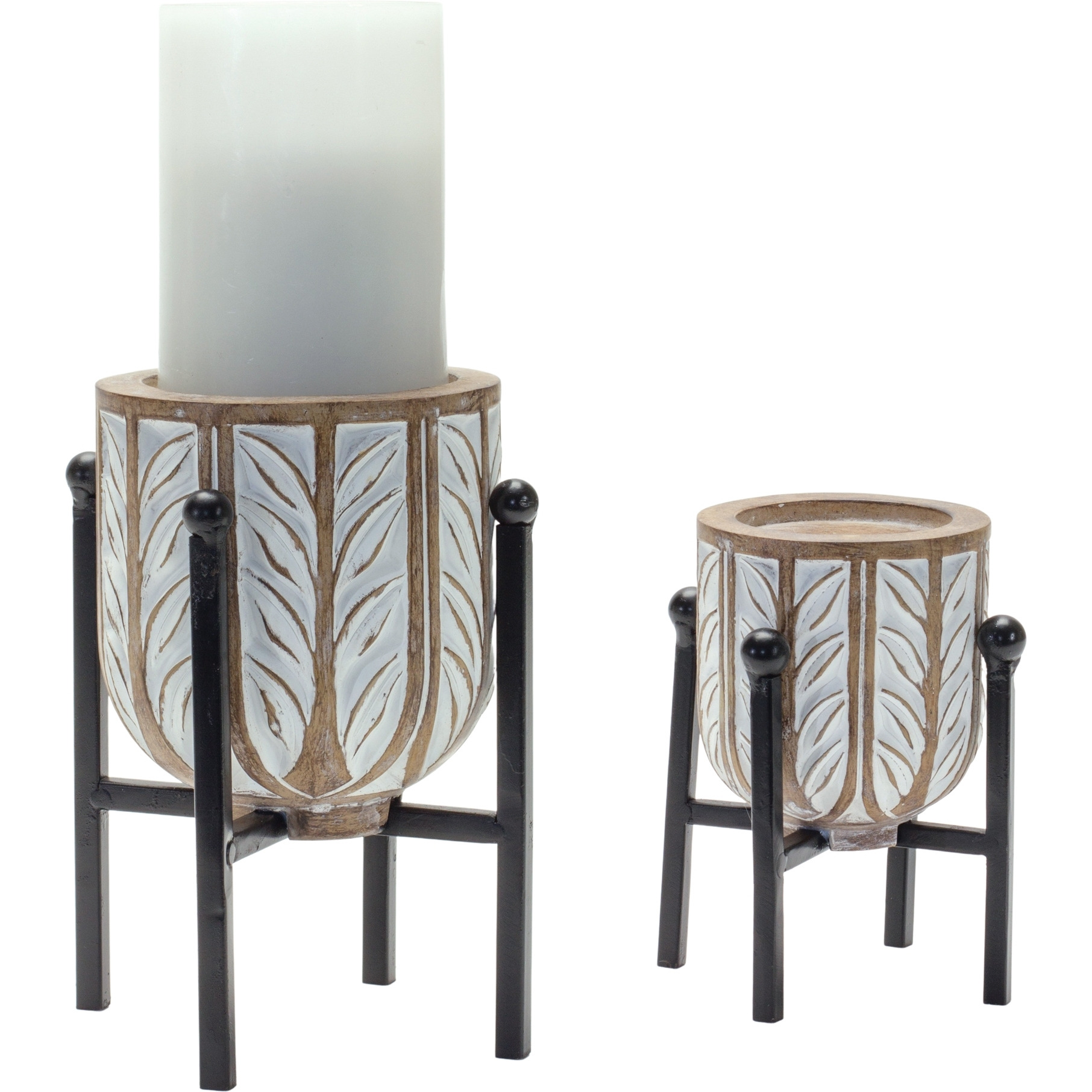 Metal Candle Holder w/Stand (Set of 2)