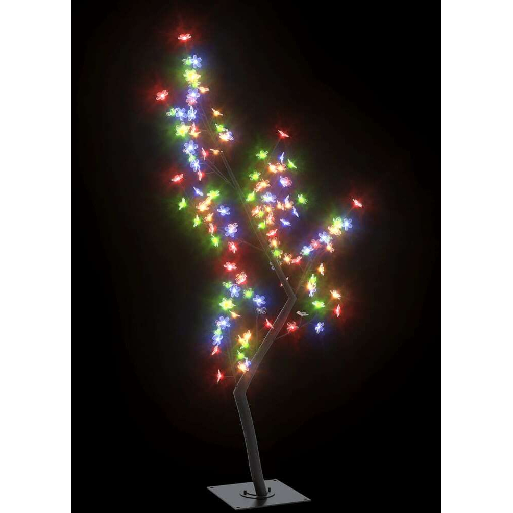 vidaXL Christmas Tree 128 LEDs Colorful Light Cherry Blossom 4 ft