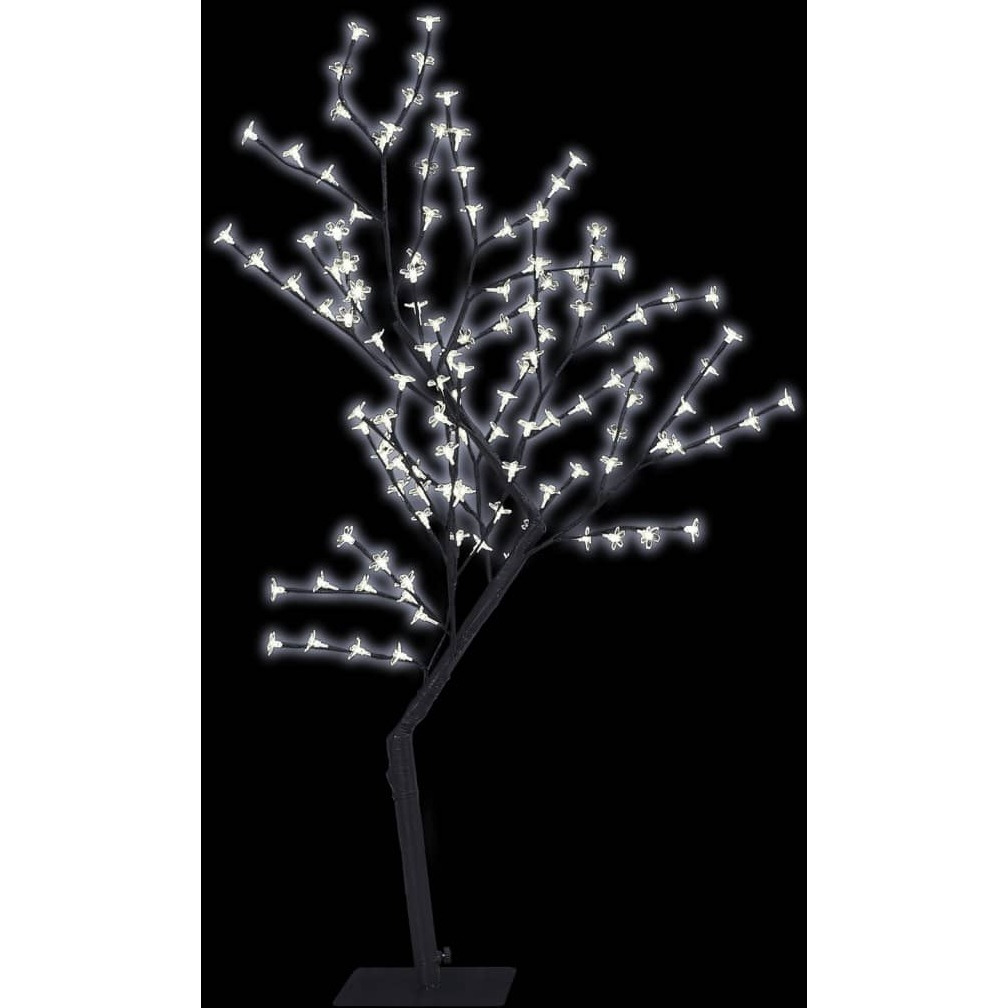 vidaXL Christmas Tree 128 LEDs Cold White Light Cherry Blossom 4 ft
