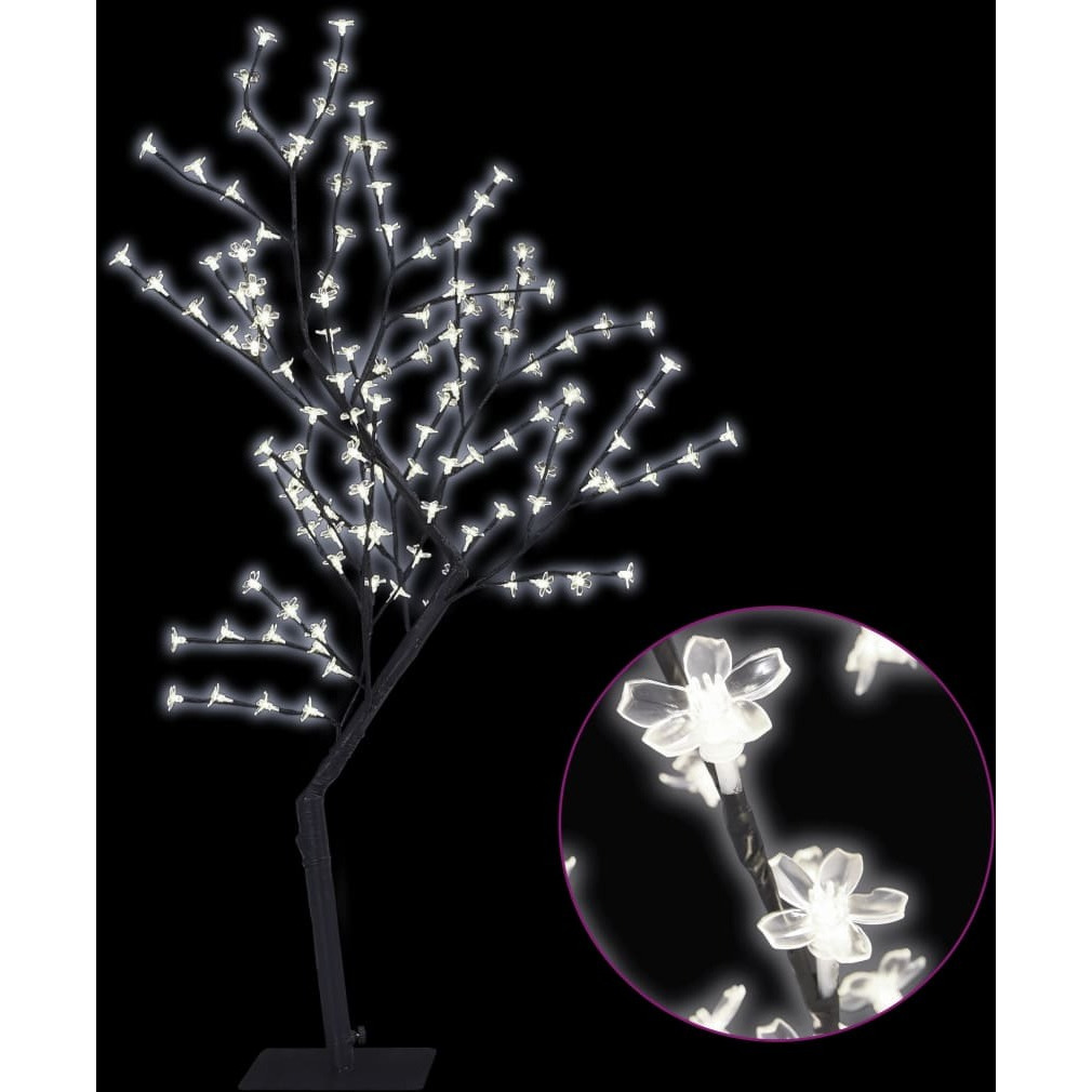 vidaXL Christmas Tree 128 LEDs Cold White Light Cherry Blossom 4 ft