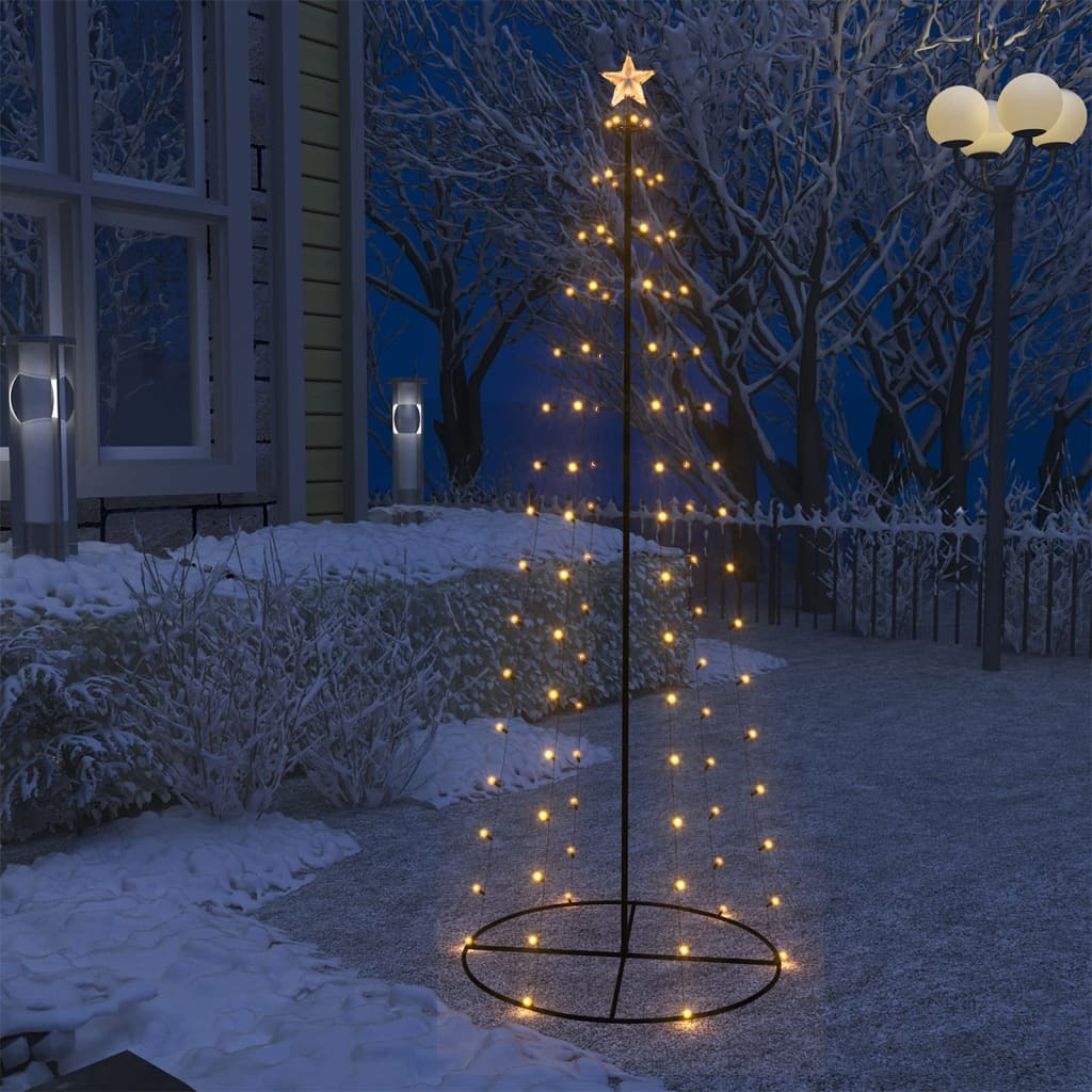 vidaXL Christmas Cone Tree Warm White 100 LEDs Decoration 2x6 ft