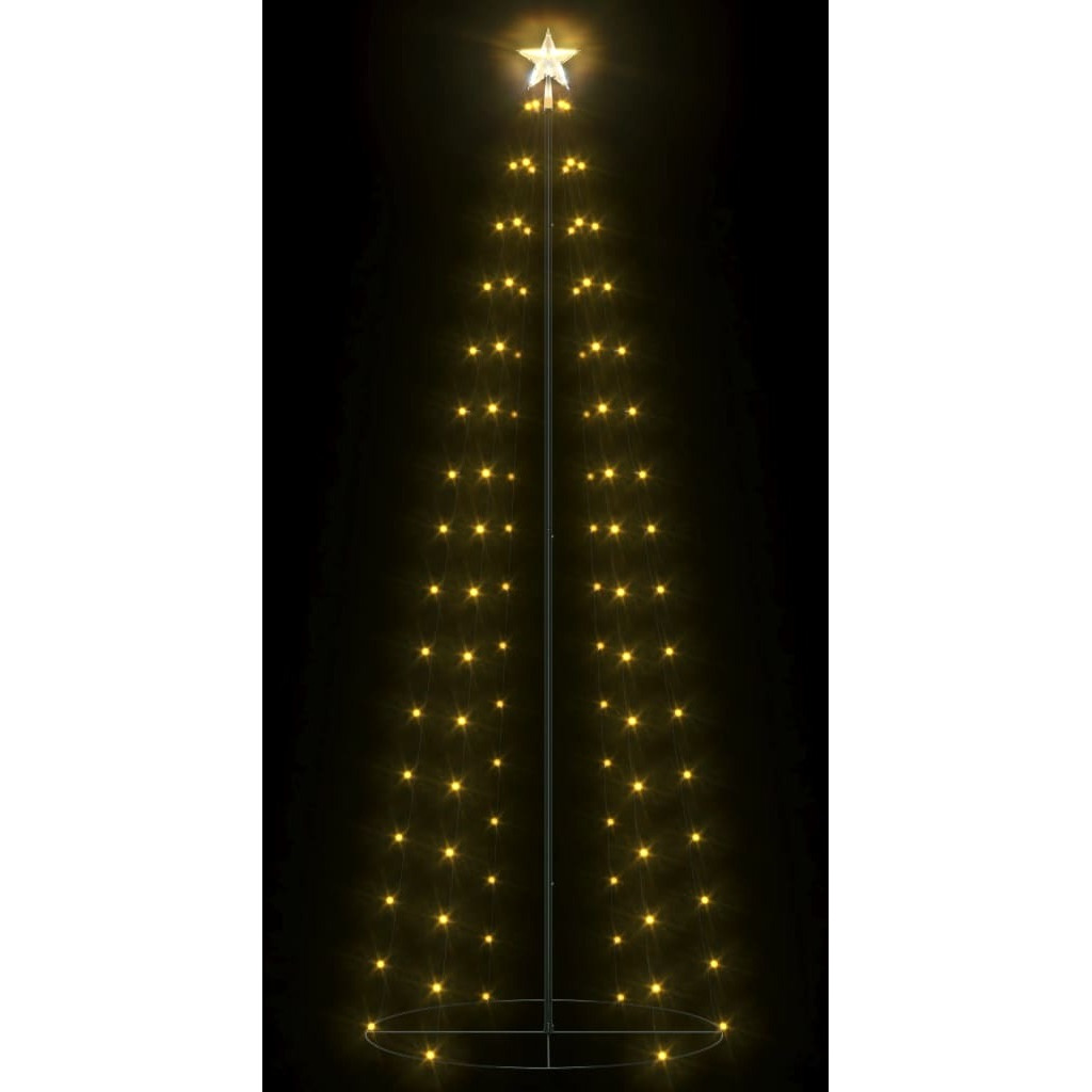 vidaXL Christmas Cone Tree Warm White 100 LEDs Decoration 2x6 ft
