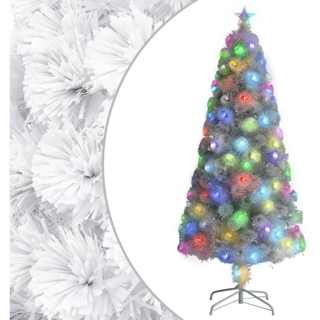 vidaXL Artificial Christmas Tree with LED White 5 ft Fiber Optic