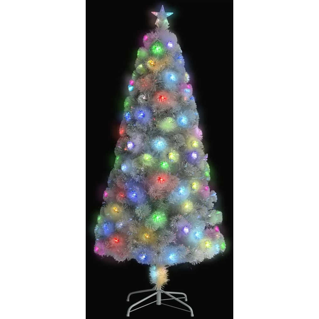vidaXL Artificial Christmas Tree with LED White 5 ft Fiber Optic