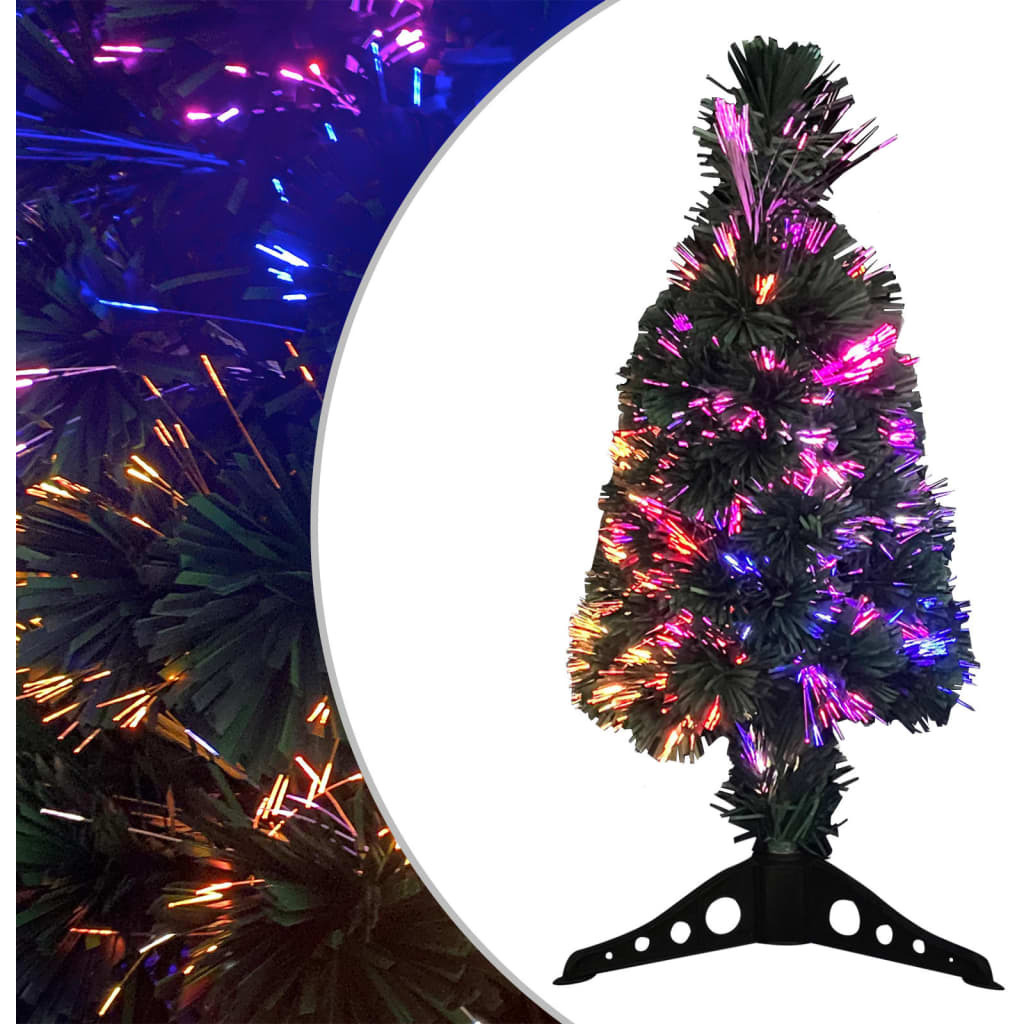 vidaXL Artificial Slim Christmas Tree with Stand 2 ft Fiber Optic