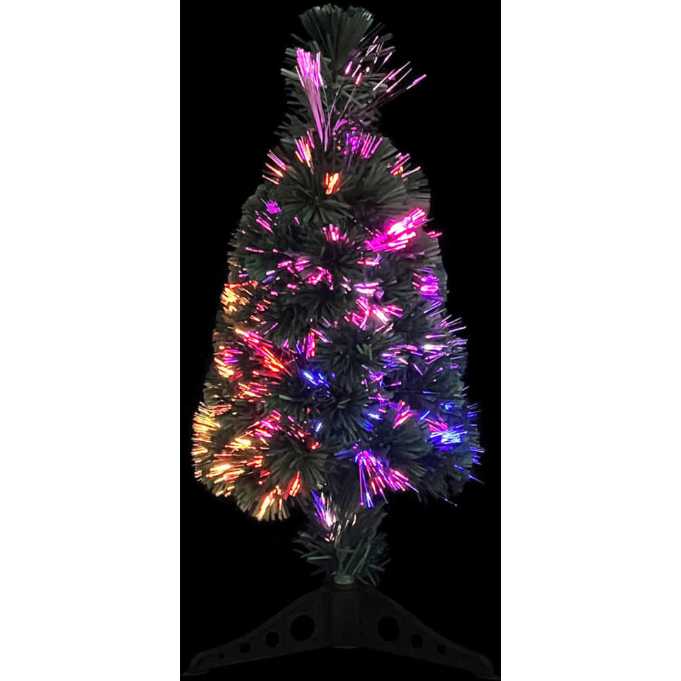 vidaXL Artificial Slim Christmas Tree with Stand 2 ft Fiber Optic