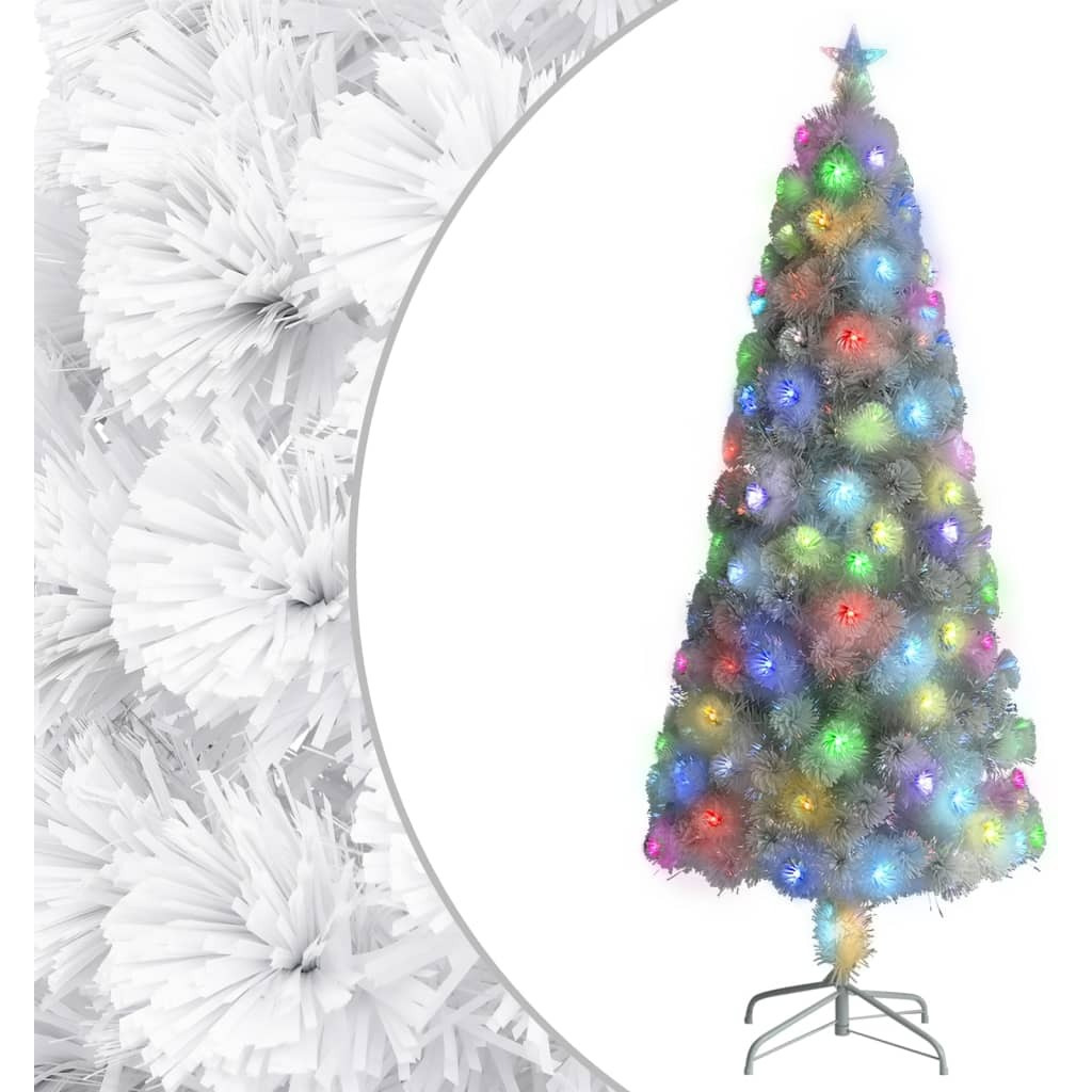 vidaXL Artificial Christmas Tree with LED White 7 ft Fiber Optic