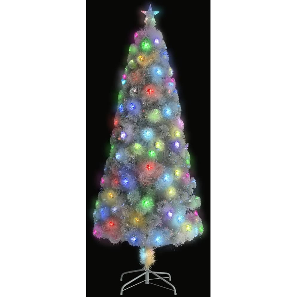 vidaXL Artificial Christmas Tree with LED White 7 ft Fiber Optic