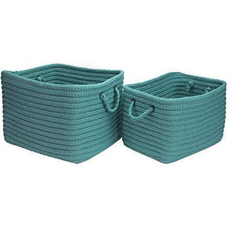 Modern Farmhouse Braided Mudroom 2-Piece Storage Set - Aqua