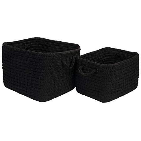 Modern Farmhouse Braided Mudroom 2-Piece Storage Set - Ebony