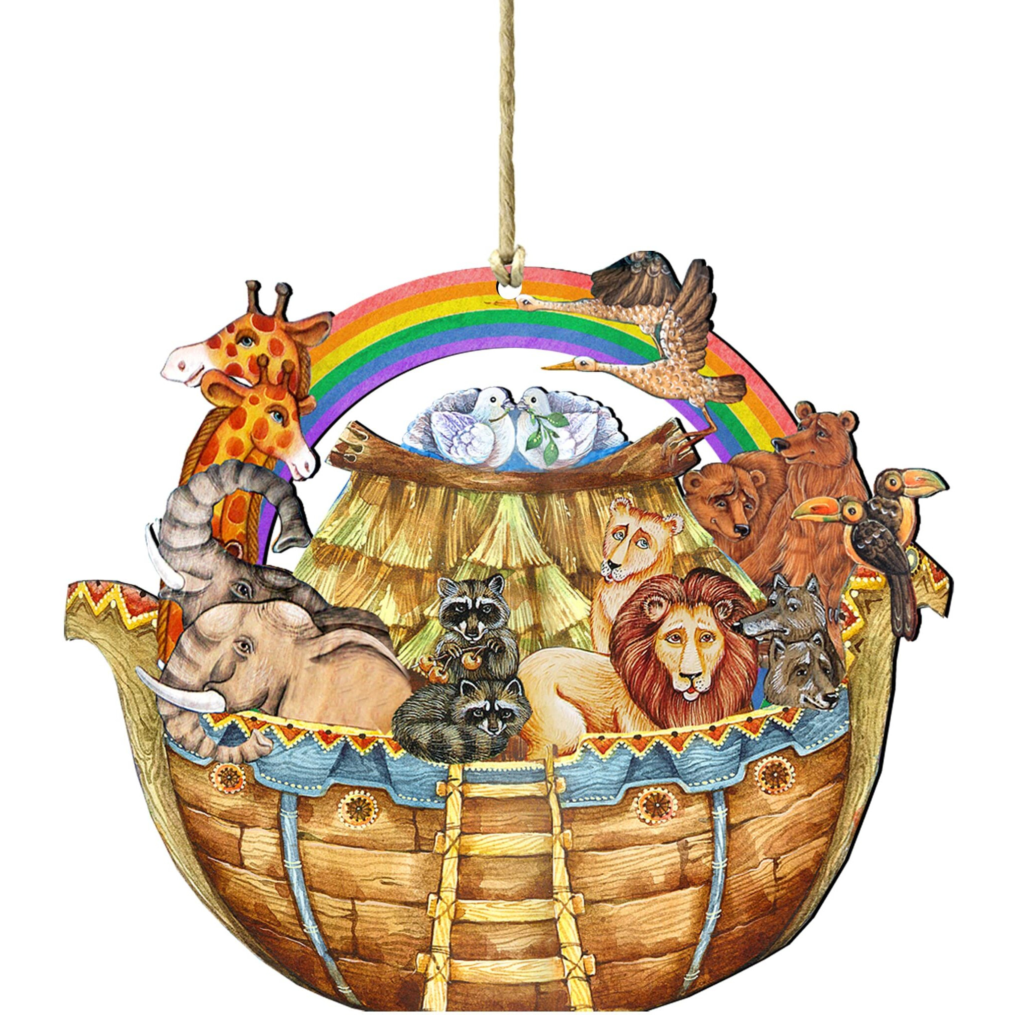 gDeBrekht 8114050 Noah Ark Wooden christmas Ornament Set of 2