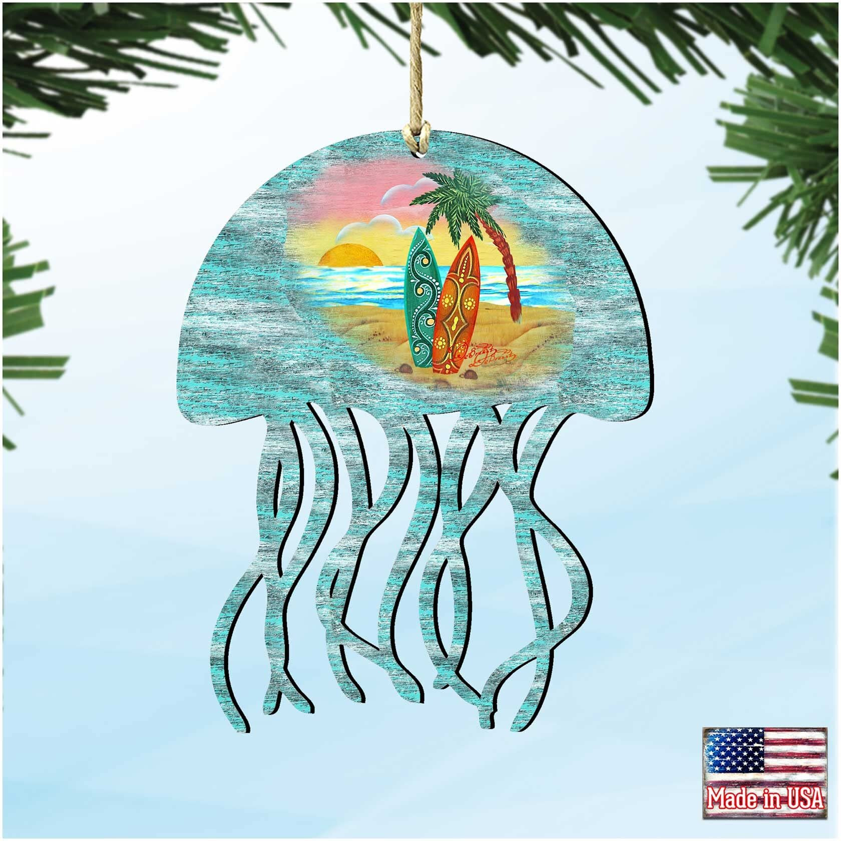 gDeBrekht 8198513 Jellyfish Scenic Wooden christmas Ornament Set of 2