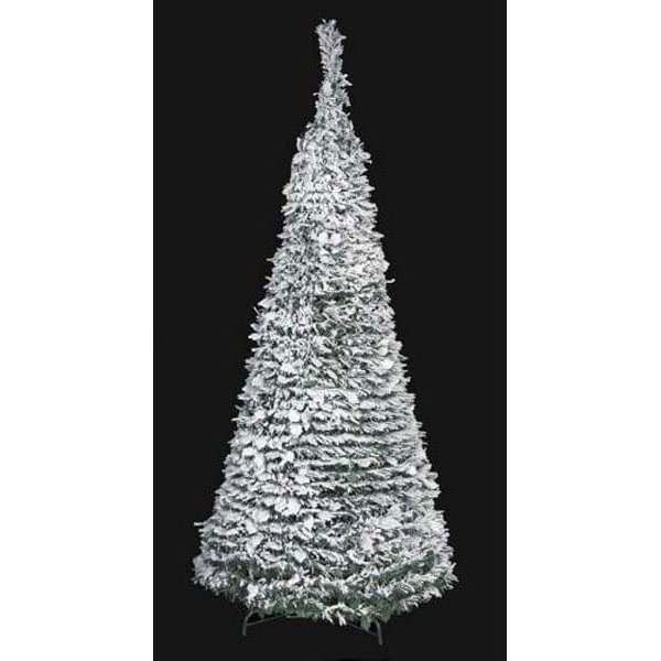 Autograph Foliages c-161210 6 ft Flocked Pop Up Tree&44 White & green
