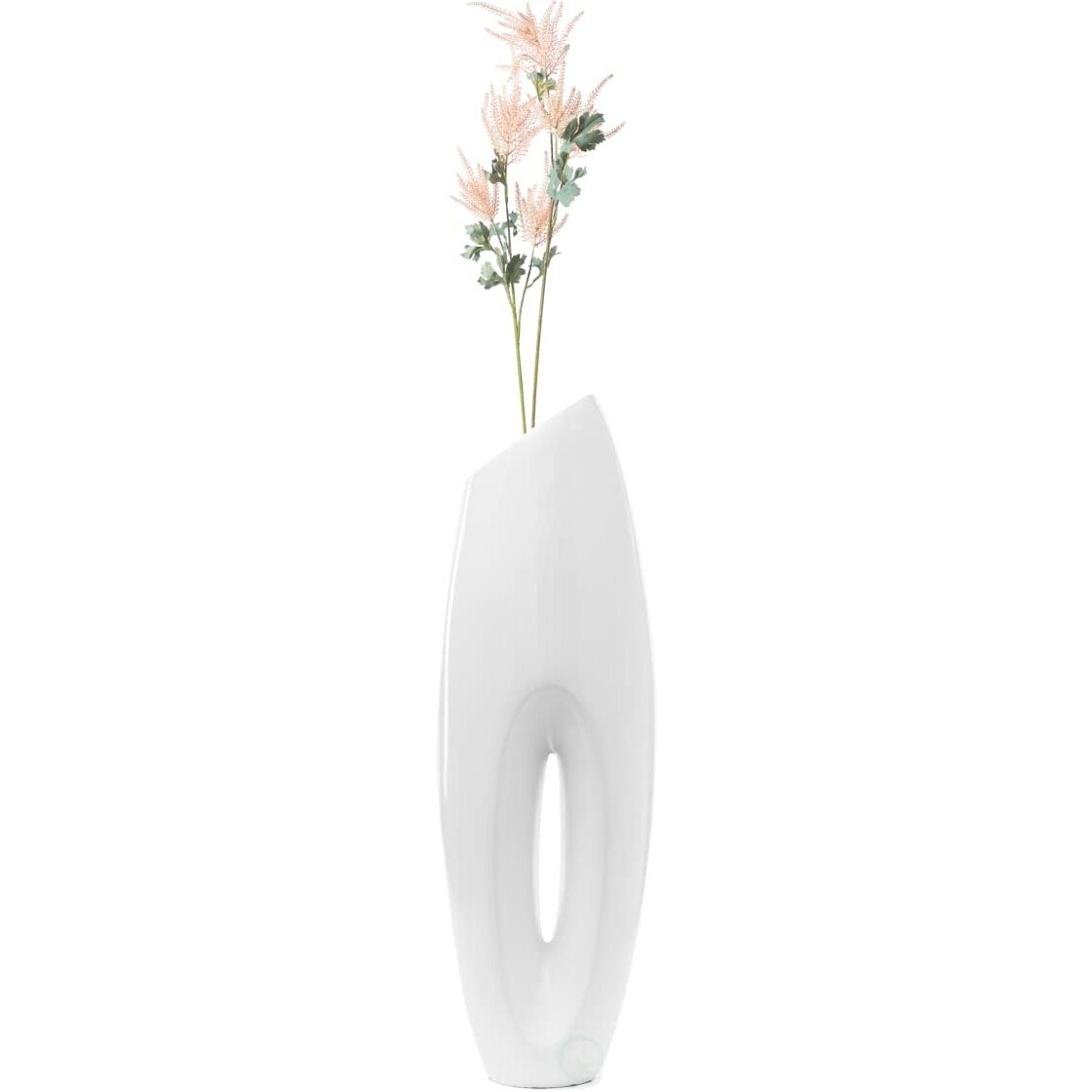 295 x 10 x 8 in Modern Metal Large Floor Vase  White