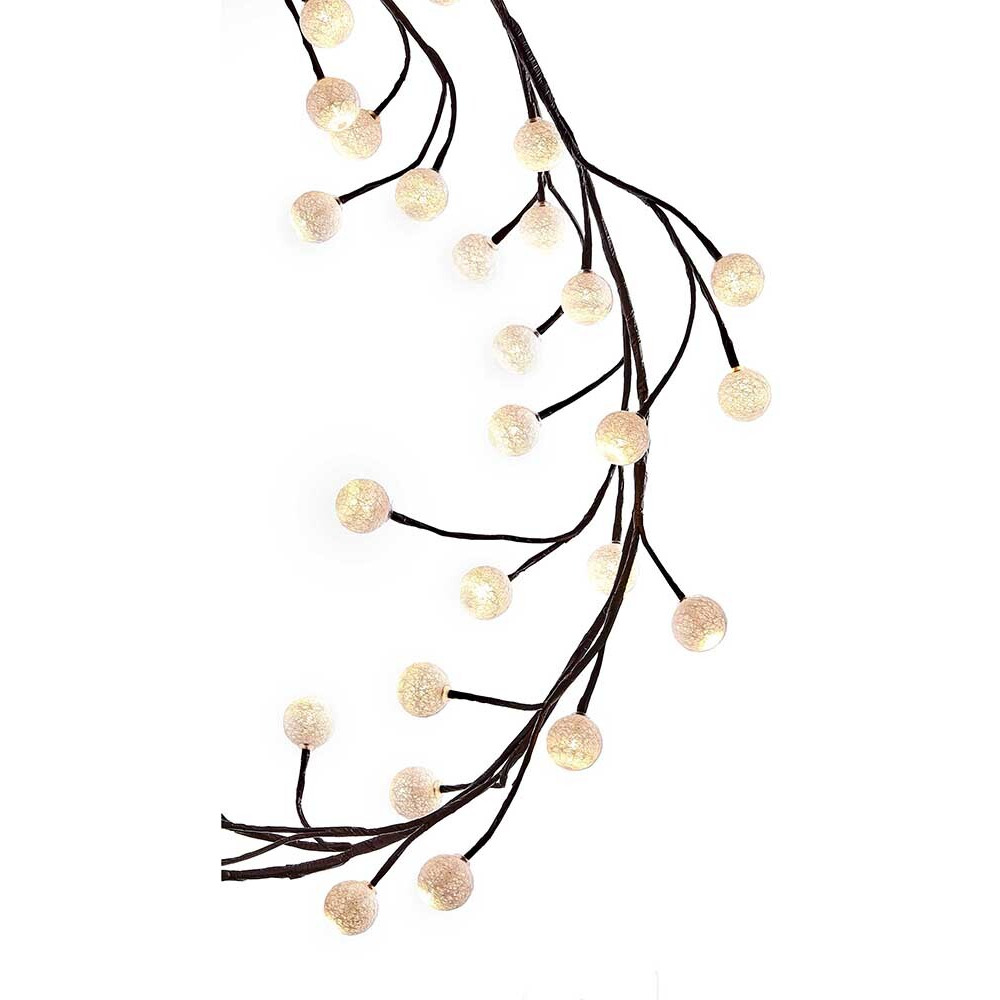 6 ft Brown garland Warm White cotton Ball 48 LED Light