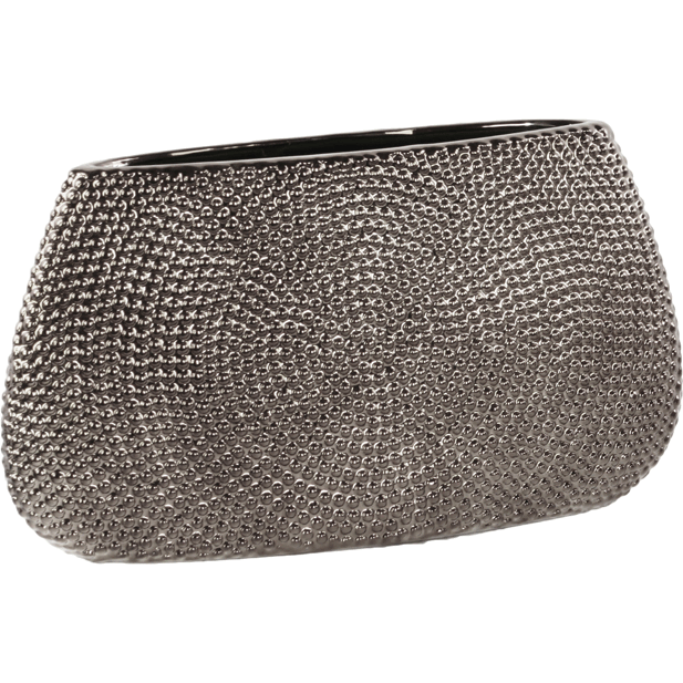 Urban Trends collection  ceramic Eliptical Vase Small Pimpled Polished chrome - Silver