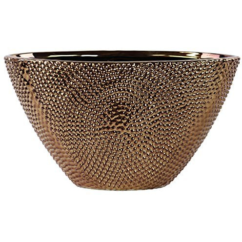 Urban Trends collection  Stoneware Elliptical Tapered Vase Beaded chrome - Bronze