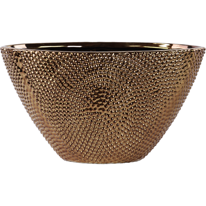 Urban Trends collection  Stoneware Elliptical Tapered Vase Beaded chrome - Bronze