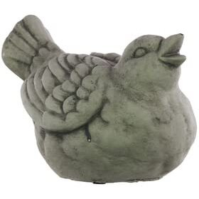 cement Sitting Bird Figurine with Head Faced Upward & Beak Opened&44 gray