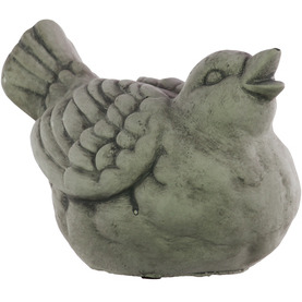cement Sitting Bird Figurine with Head Faced Upward & Beak Opened&44 gray