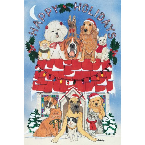 Pipsqueak Productions  Mix Dog With cat Holiday Boxed cards