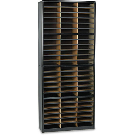 Safco 7131BL Value Sorter 72 compartment - Literature Organizer - Black