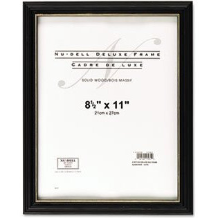 Nu-Dell 17081 Deluxe Document Frame- Plastic- 85 x 11- Black