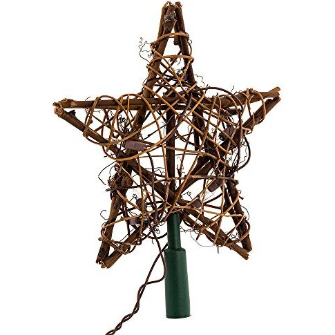 Kurt S Adler  Inc UL1219NAT Kurt Adler 10-Light Rattan Natural Star Treetop