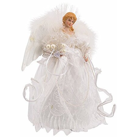 Kurt S Adler- Inc UL1071 Kurt Adler 12&apos&apos White and Silver Fiber Optic LED Angel Treetop