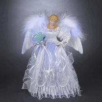 Kurt S Adler- Inc UL1071 Kurt Adler 12&apos&apos White and Silver Fiber Optic LED Angel Treetop