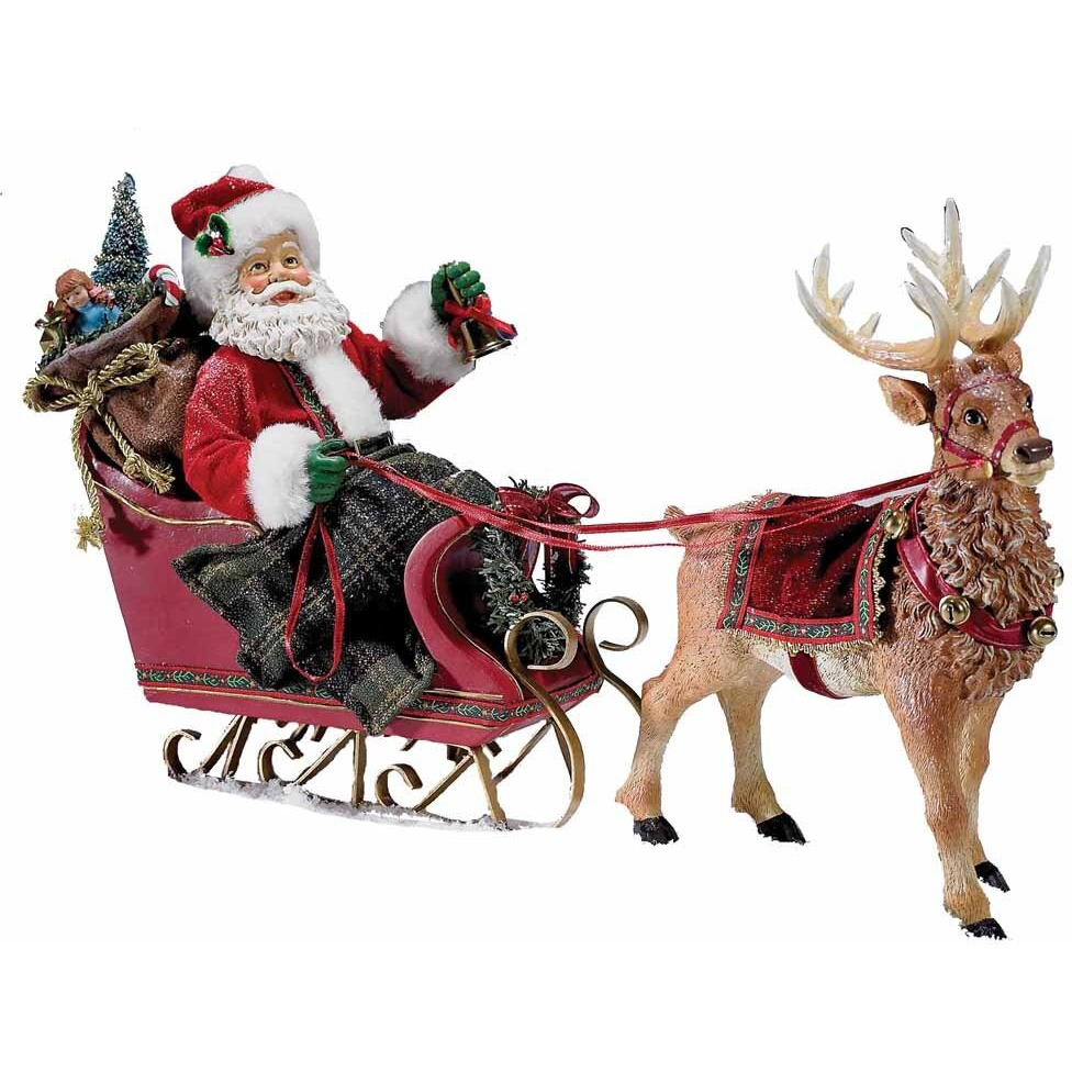 Kurt S Adler c7339 10 in Santa in Sleigh with Deer