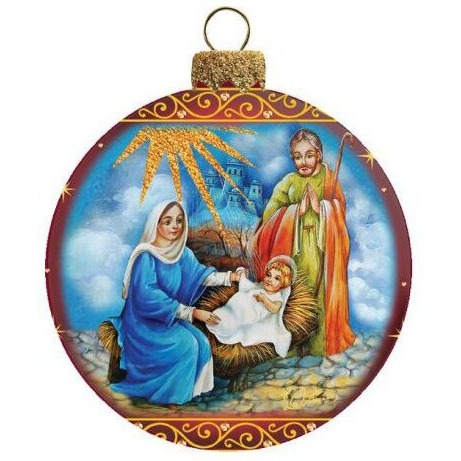 gDeBrekht 73552 35 in Holy Family glass Ball Ornament