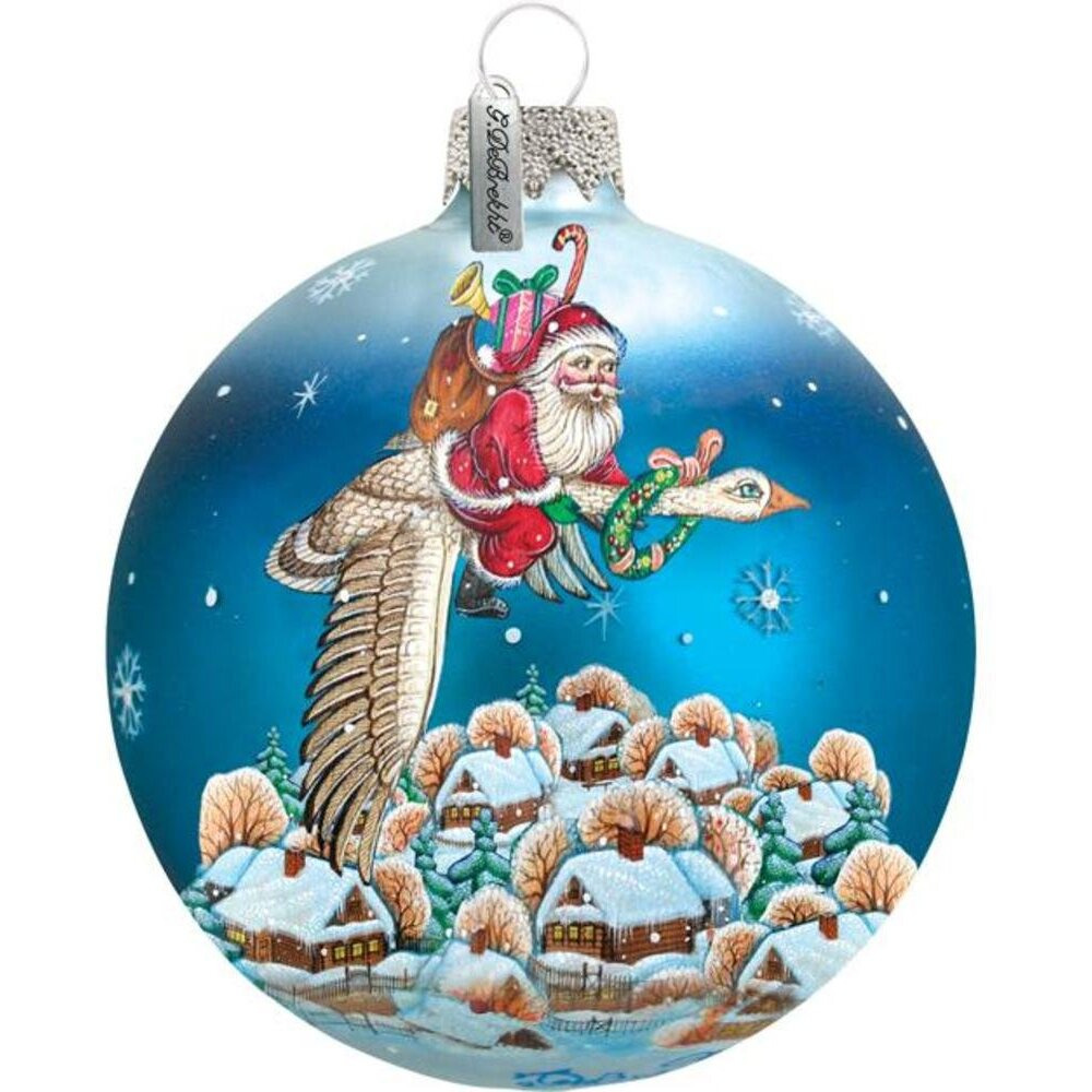 gDebrekht 73312 Holiday Splendor glass Santa On goose Ball 35 in - glass Ornament